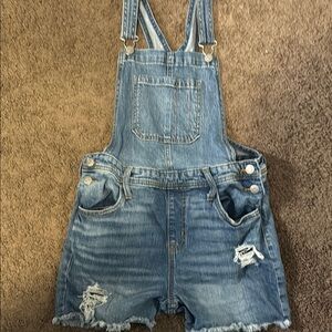 Cat and Jack Denim Distressed Overall shorts